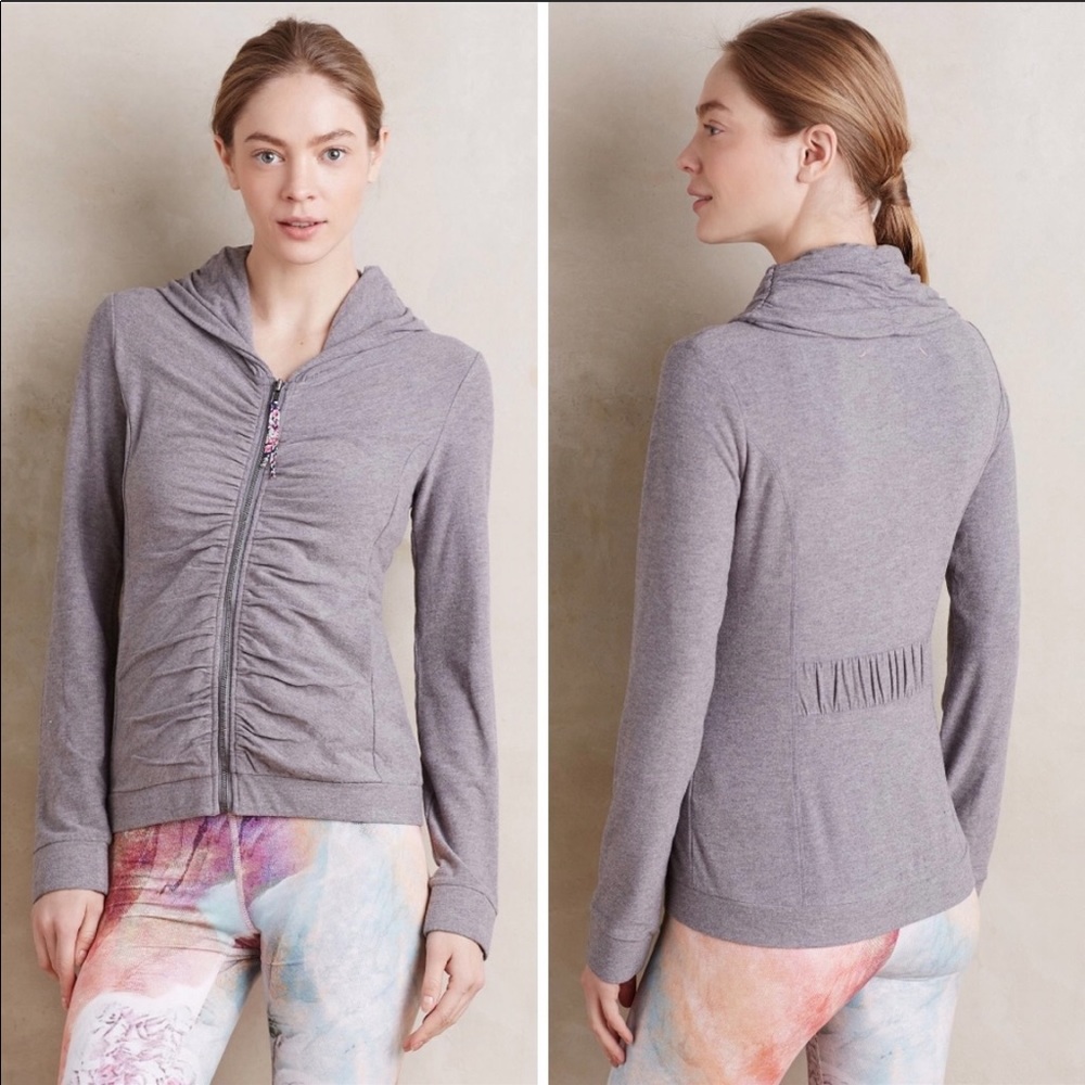 NWT Anthropologie Pure + Good zip shirred jacket